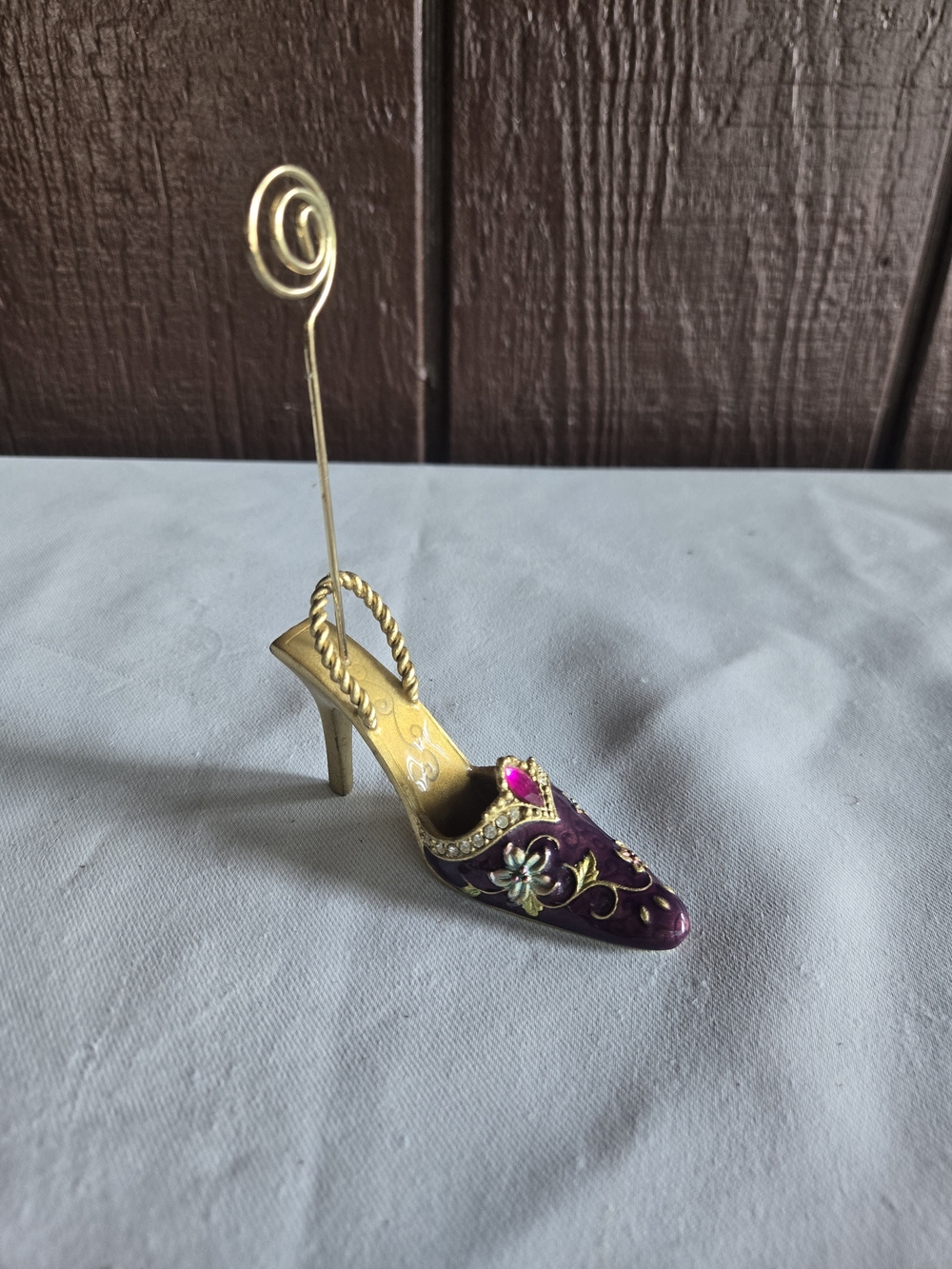 Decorative Purple Jeweled High Heel Photo Holder